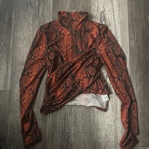 Topshop Orange Snake Print Top